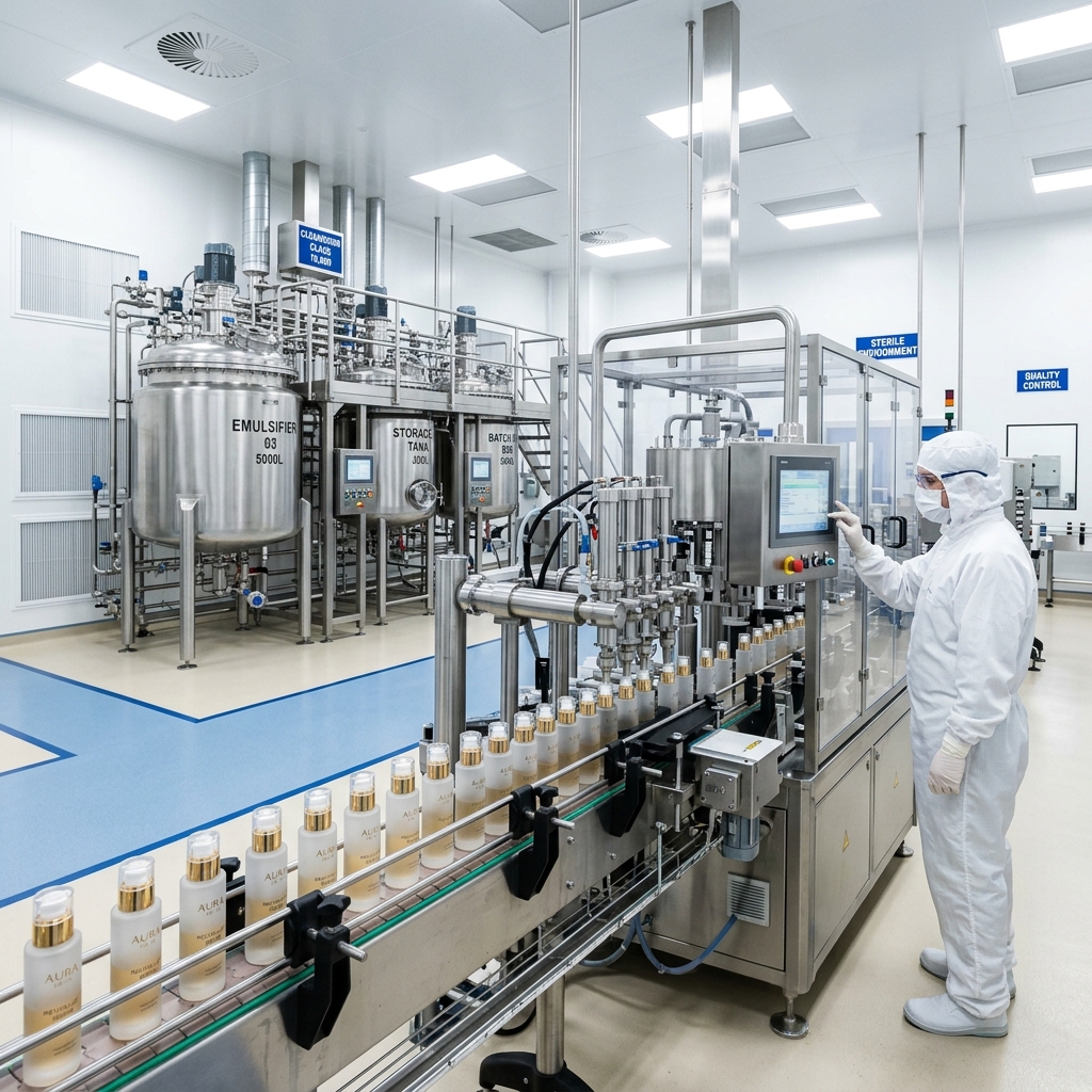 Sterile GMPC and ISO 22716 certified cleanroom factory for private label hair care production