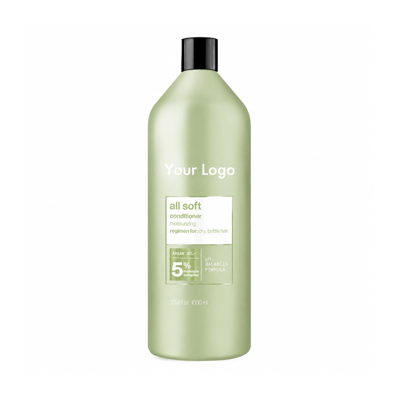 Custom private label rinse-off hair conditioner 1000ml bottle with OEM logo area and argan oil moisture complex